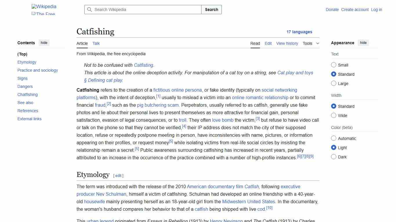 Catfishing - Wikipedia